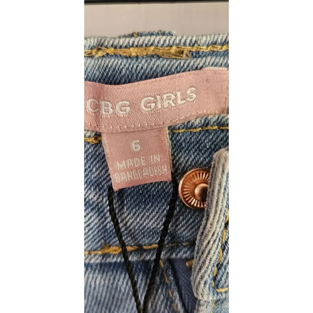 NWT BCBG GIRLS Denim distress roll cuff short‎ jeans Sz6